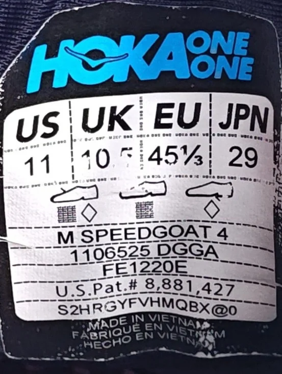 Hoka Speedgoat 4 Mens 11 Trail Hiking Running Shoes Vibram Cushioned Black - Picture 2 of 16